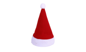 Chapéu de Natal vermelho com rebordo branco para cães e gatos, em poliéster macio com banda elástica para ajuste confortável.