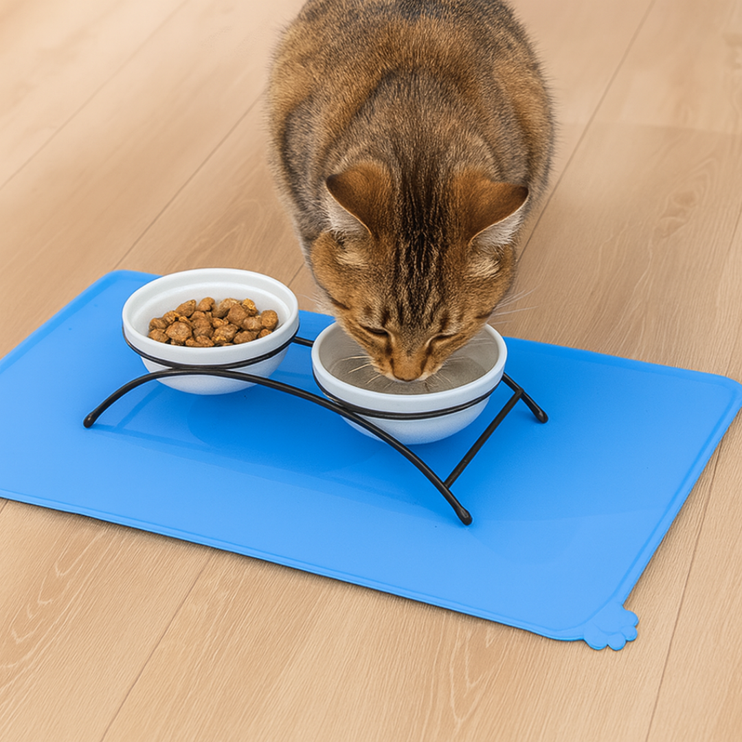 Tapete de Silicone Impermeável para Gato com Bordas Elevadas Tapete de Silicone Impermeável para Gato com Bordas Elevadas