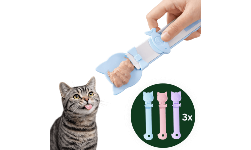 Conjunto de 3 Colheres Espremíveis para Snacks de Gato – Dispensadores para Snacks Lambíveis e Purés