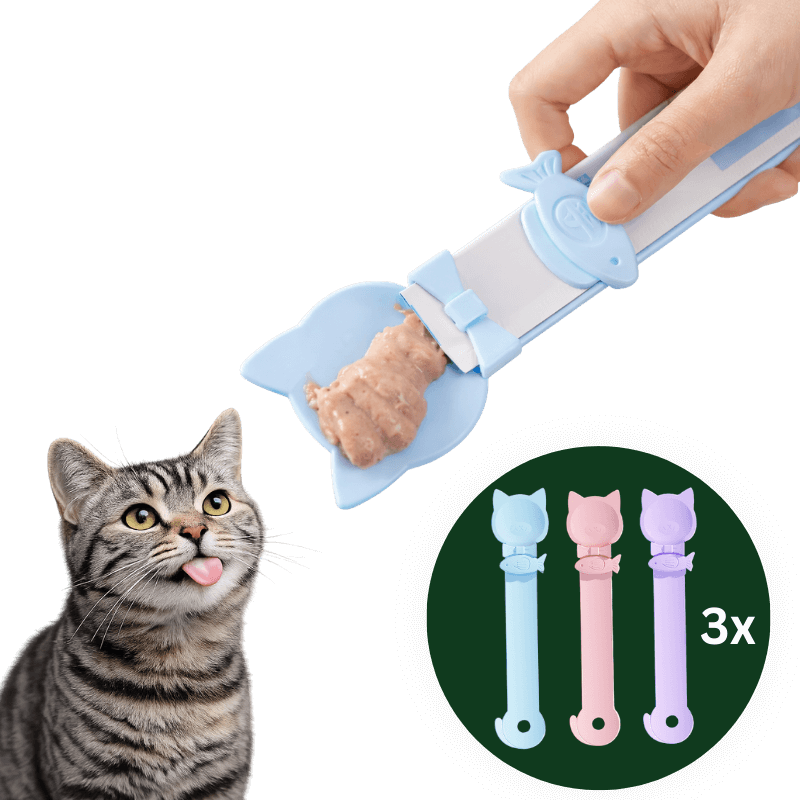 Conjunto de 3 Colheres Espremíveis para Snacks de Gato – Dispensadores para Snacks Lambíveis e Purés